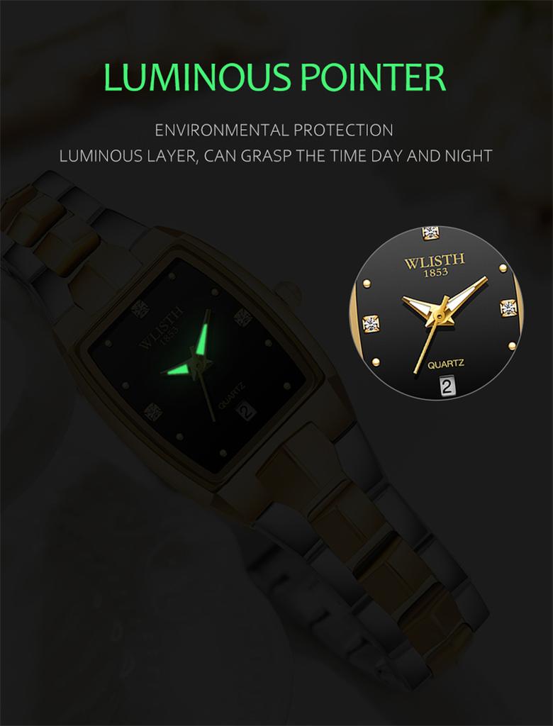 Relogio Masculino Wlisth Top Brand Gold Watch Men Square Men Watches Luxury Golden Quartz Stainless Steel Waterproof Wrist Watch
