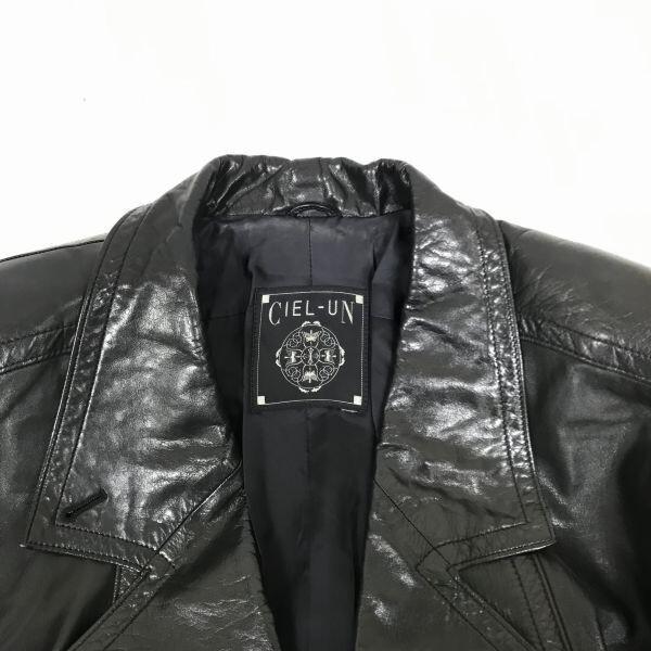 90s Vintage CIEL-UN leather coat women M heavy cowhide black outer(USED)