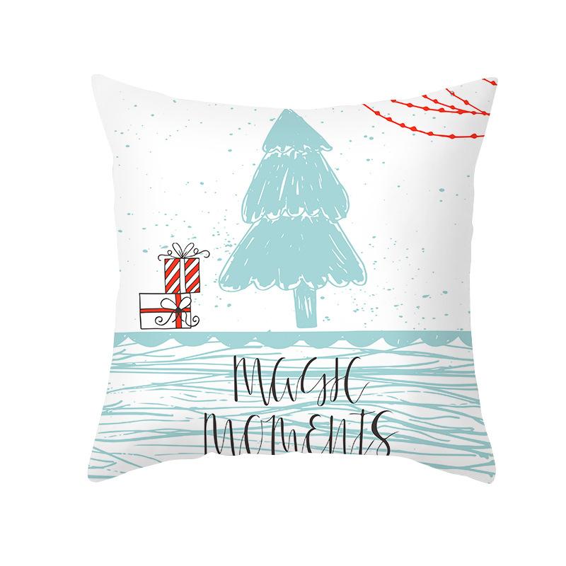 Nordic Style Christmas Pillow Cover Cartoon Print Santa Claus Cushion Cover Sofa Peach Skin Pillow Cover