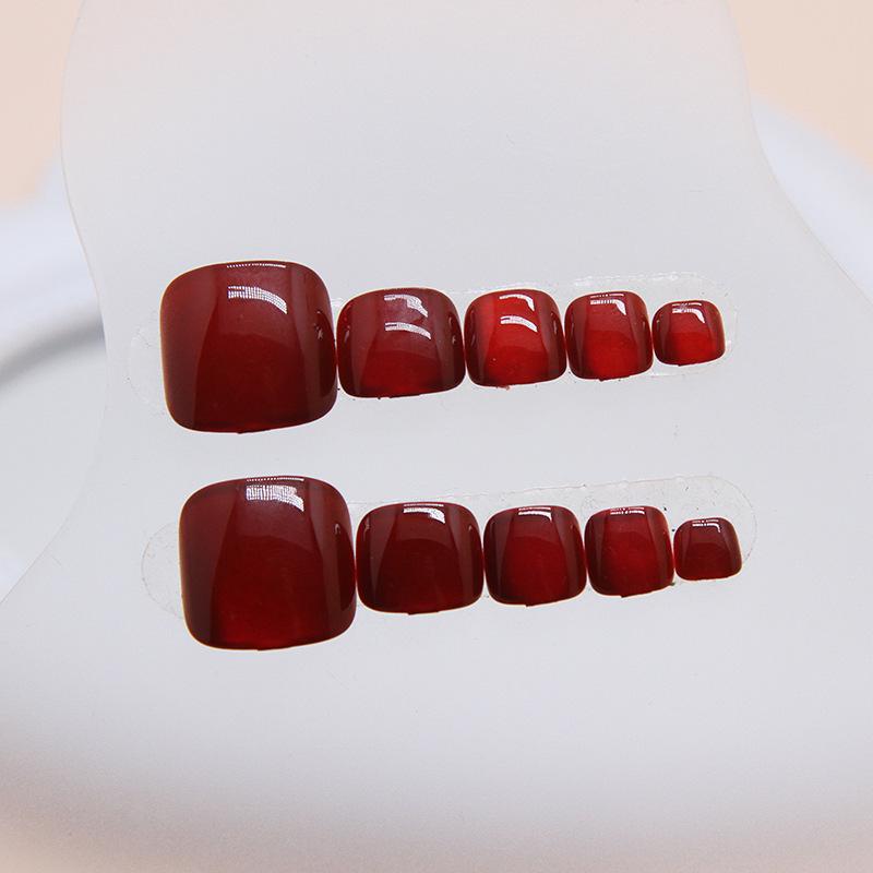 Removable High-End Summer Red Toenail Stickers with White Tips