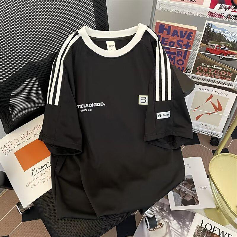 

Premium Men s Casual Mid-Sleeve T-shirt - Korean Style Summer Fashion L белый