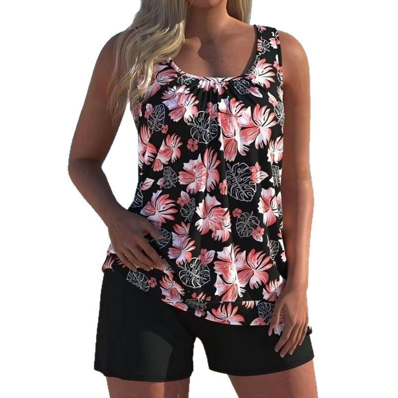 Costume da Bagno Tankini Estivo Due Pezzi Canotta da Donna Costume da Bagno a Quattro Angoli Taglia Grande