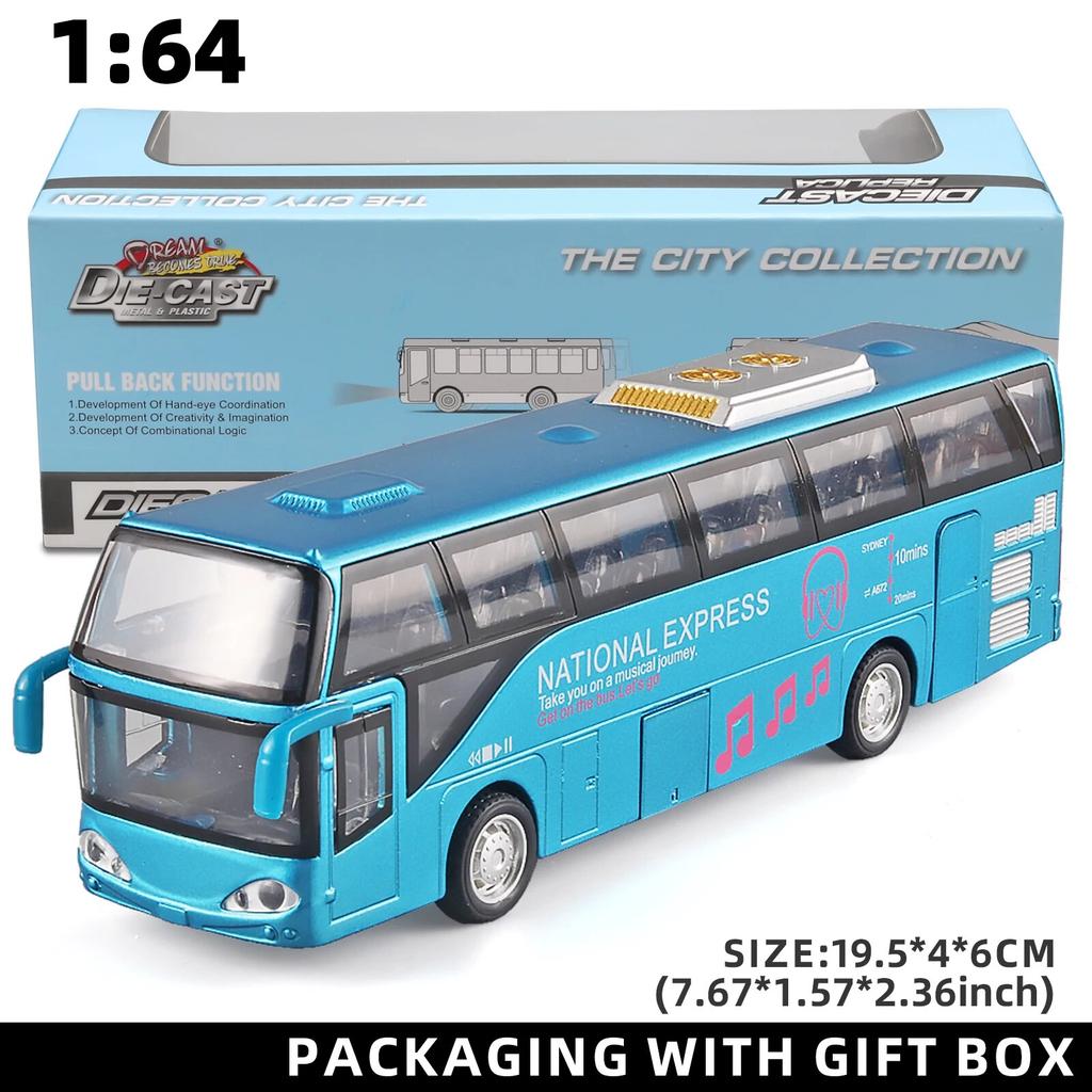 1/64 Children's Bus Alloy Model with Sound & Light Features - Fun & Interactive - Ideal for Playtime, Learning, Or Decorating