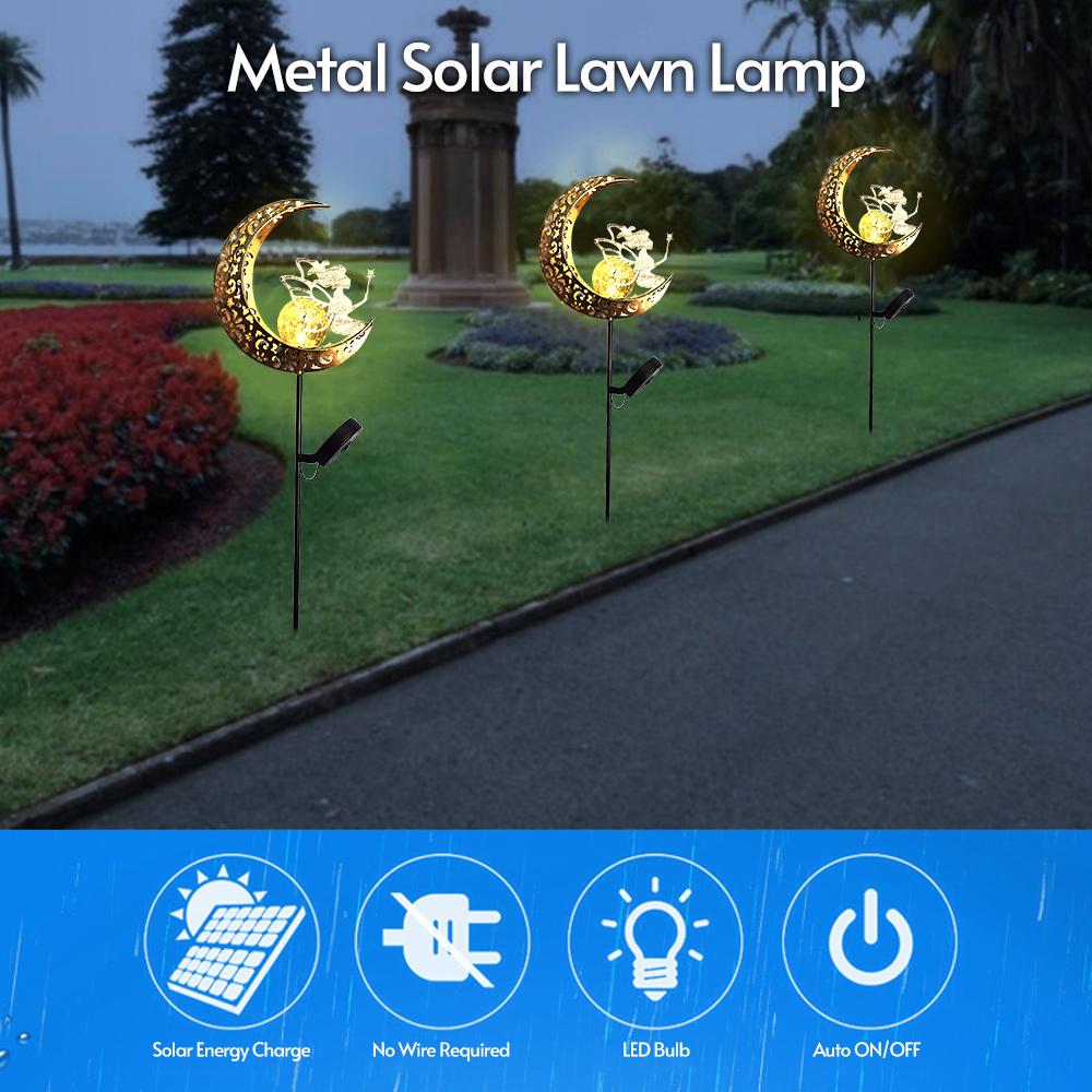 Outdoor Solar Light Metal Garden Decoration Light Waterproof Lawn Lamp Auto ON/OFF for Outside