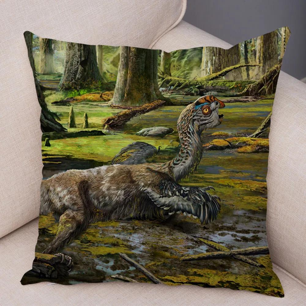 Car Sofa Home Pillowcase Jurassic Dinosaur Cushion Cover Decorative Wildlife Print
