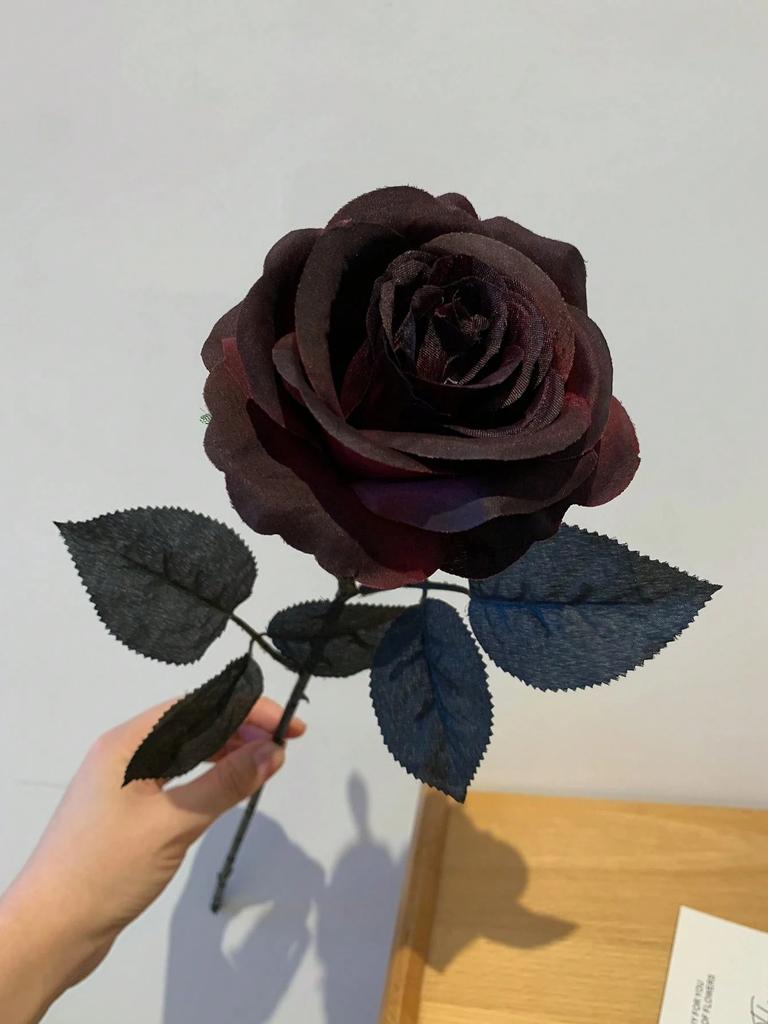 5/10PCS 50CM Wine Red Black Rose Artificial Silk Flowers Halloween Party Dark Photo Decoration Prop Goth Rose Wedding Home Decor