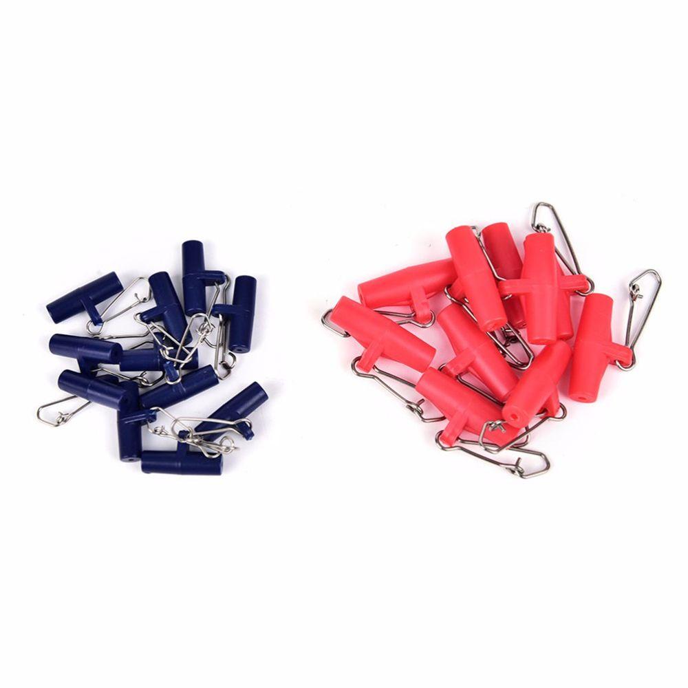 10pcs Top Barb S/L Plastic Head Swivel With Hooked Fishing Sinker Slip Clip Hook Balance Clear Snap