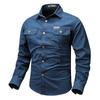 Herren Frühlings-Arbeitskleidungshemd Langarm Outdoor Casual Baumwollhemd Lose Herrenhemd