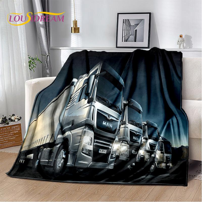 HD Man Truck Lorry 3D Printing Soft Flannel Blankets,Throw Blanket Comfortable Blanket for Picnic Beds Sofa Home Bedroom Gifts