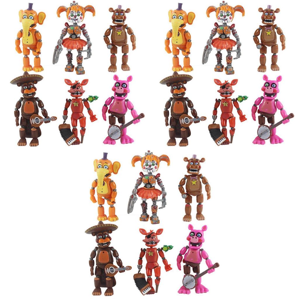 Collectible Set Of 6 Five Nights At Freddy's Light Up Action Figures With Movable Parts