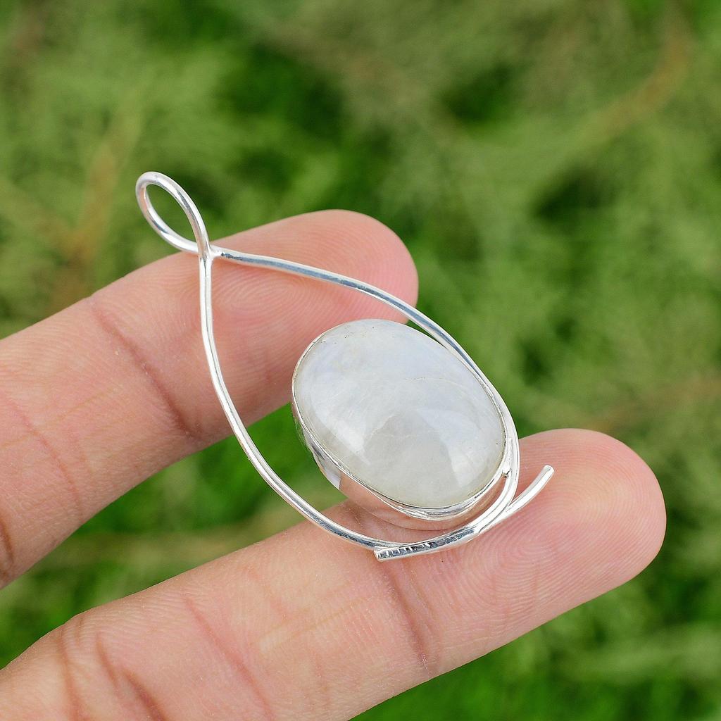 Daughters Day Sale Rainbow Moonstone Gemstone Pendant Jewelry Sterling Silver