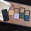 Matte Lichi Leather Soft Magnetic Armor Anti Drop Phone Case for Samsung Galaxy Z Flip 7 6 5 4 for Magsafe Wireless Charge Cover