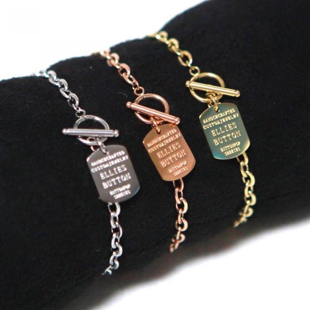

[Earneck Hands] Surgical Steel Square Toggle Bar Chain Bracelet (S6357661) gold