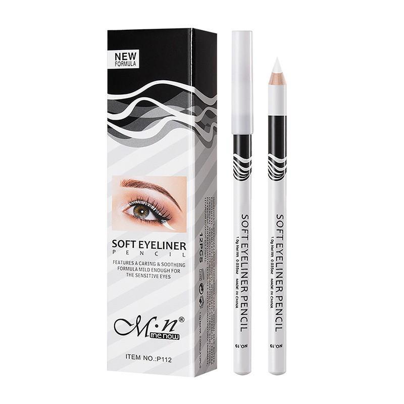 Meinuo Waterproof Long-Lasting Smudge-Proof Black Eyeliner Pencil with Wooden Handle for Professional Makeup and White Highlighting.