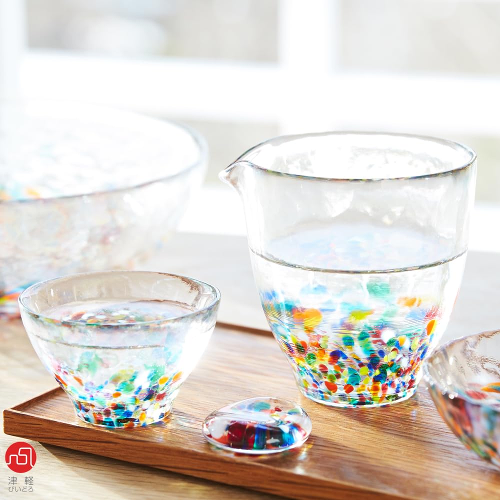 Aderia Biidoro Nebuta Katakuchi Made In Gift Glass Sake Stylish Gift for Housewarming Wedding Small Retirement Birthday Gift (ADERIA) [Tsugaru 250ml,