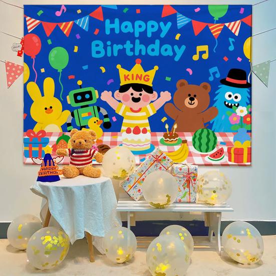 Stendardo Banner di Buon Compleanno Grande Poster in Tessuto da Appendere Segno per Decorazione Sfondo Parete