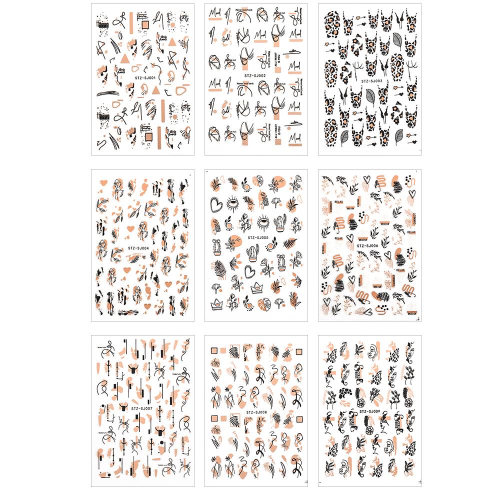 

Французская абстрактная линия геометрии 3D наклейка для дизайна ногтей розовое золото голографическая