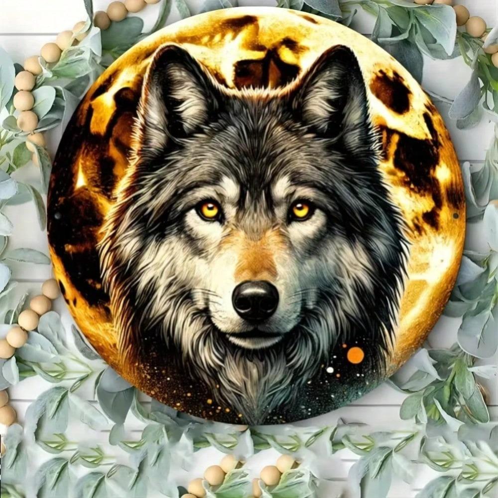 Rustic Wolf Iron Metal Wall Art 8x8 Inches Halloween Home Decor