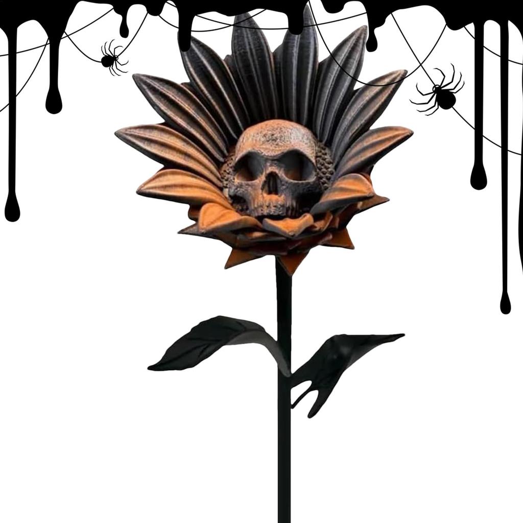 Halloween Skull Sunflower Skull Yard Signs Table Centerpieces Gothic For House Decoration Prop Ornament