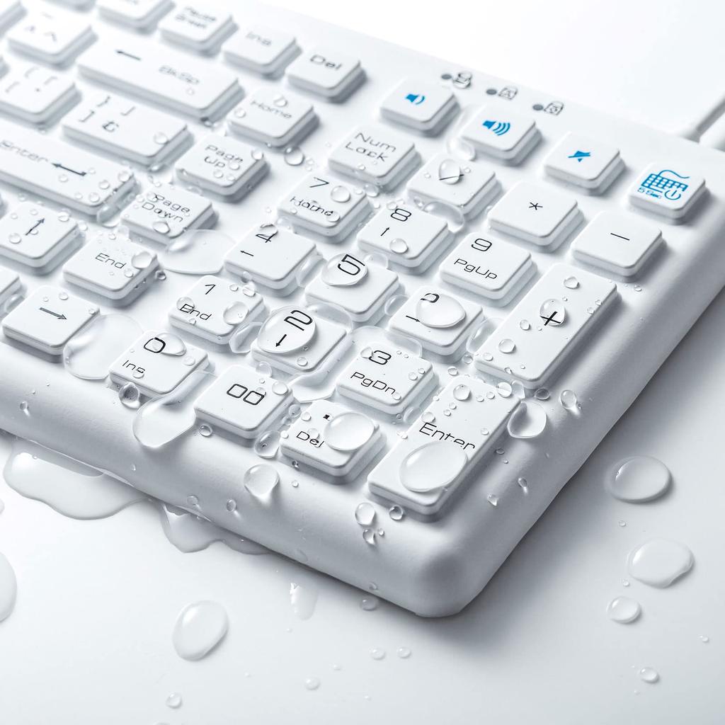Sanwa Supply Klávesnice Drátová USB Připojení Prachotěsná Bílá Antibakteriální, Vodotěsná, SKB-BS7W