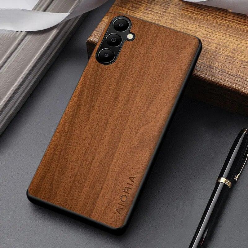 Etui na Samsung Galaxy A05s A05 funda unikalny design lekki wzór drewnopodobny pokrowiec ze skóry PU coque