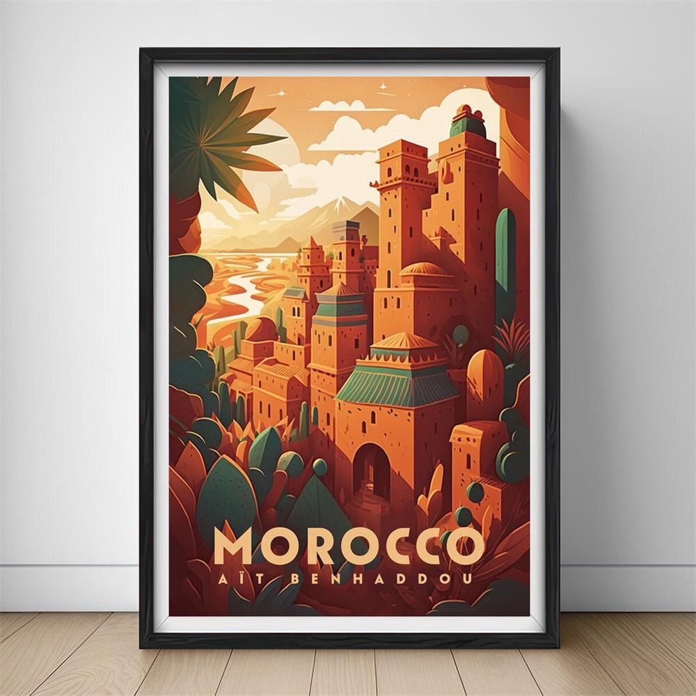 Morocco Travel Poster Landscape Morocco Travel Poster Prints Morocco Travel Poster Canvas Painting Home Bedroom Wall Decor