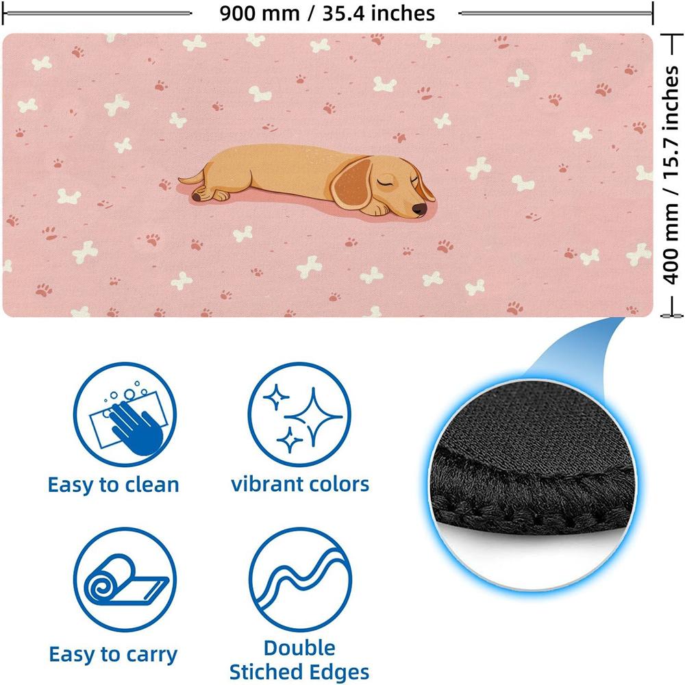 Large gaming mouse pad with cute paw print design,anti slip rubber base,computer desktop accessory suitable for PC gaming office