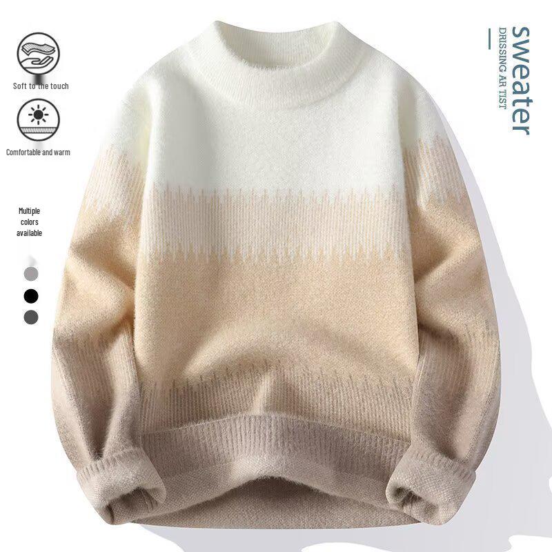 2025 Herren Winter Nerz Samt Vogelscheuche Strick Rundhals Pullover