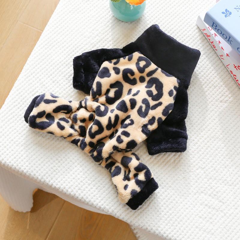 Pet Circle Dog Jumpsuit Small Breeds Puppy Soft Fleece Leopard Print Four-Legged Outfit