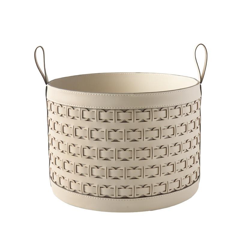 

Light Luxury Storage Basket Living Room Storage Basket Modern Organize Bucket with Handle Bedroom Multifunctional Organize Box грязно-белый