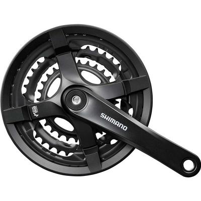 SHIMANO Plato Delantero 175mm con Protector de Cadena Eje Cuadrado EFCTY501E888CLB (MTB) FC-TY501 48×38×28T 8S/7S/6S Negro/Compatible 122,5 mm (D-NL)