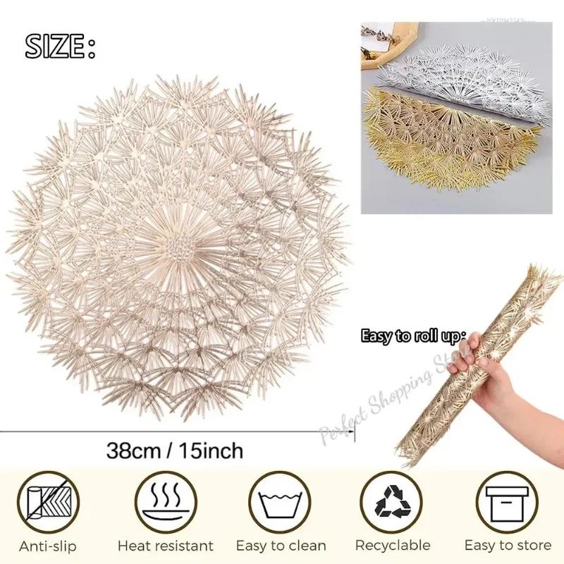 Set of 2 PVC Placemats Hollow Out Leaf Flower Table Mat for Dining Table Centerpiece Wedding Christmas Decor Place Mats Coasters