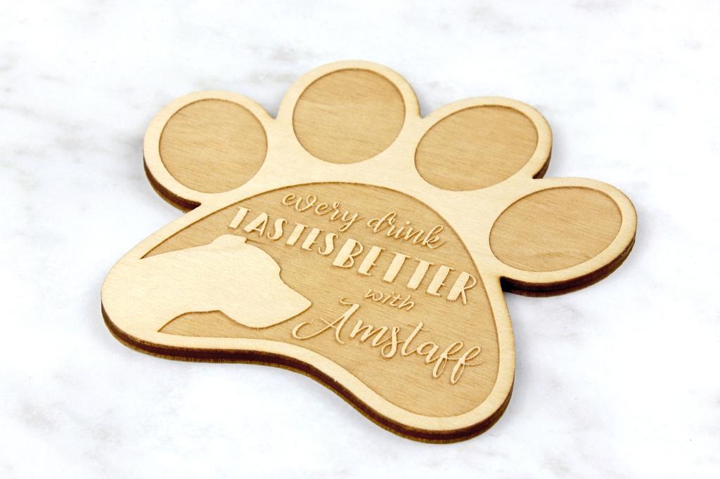 American Staffordshire Terrier, Amstaff - Mug coaster, engraved coaster with dog, gift for dog lover by Art-Dog brand