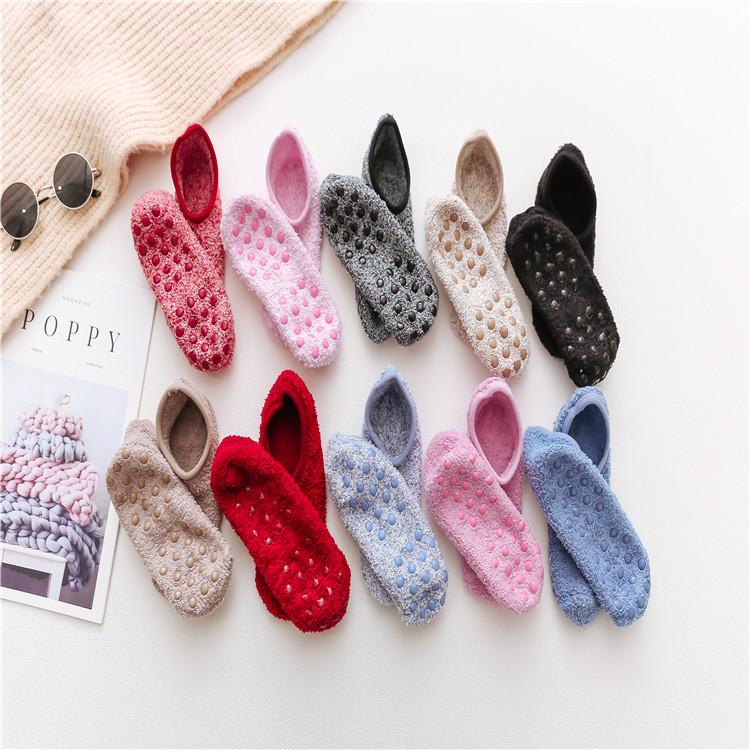 Non-slip Silicone Coral Fleece Floor Socks for Autumn and Winter Yoga