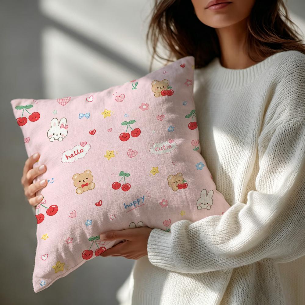 Pattern Cute Japanese Doodle Cushion Cover Patterned Cushion Cover Romantic Cozy Home Sofa Decoration
