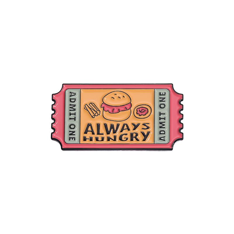 Art Stamps Enamel Pins Custom ADMIT ONE EXHAUSTED Always Tired Brooches Lapel Badges Funny Jewelry Gift for Kids Friends