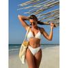 Women Fresh Style Solid Color Drawstring Tie Bikini Swimwear