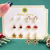 Christmas Earrings Set Colorful Santa Reindeer Snowman Drop Resin Designs Festive Holiday Gift Card Package Accessories