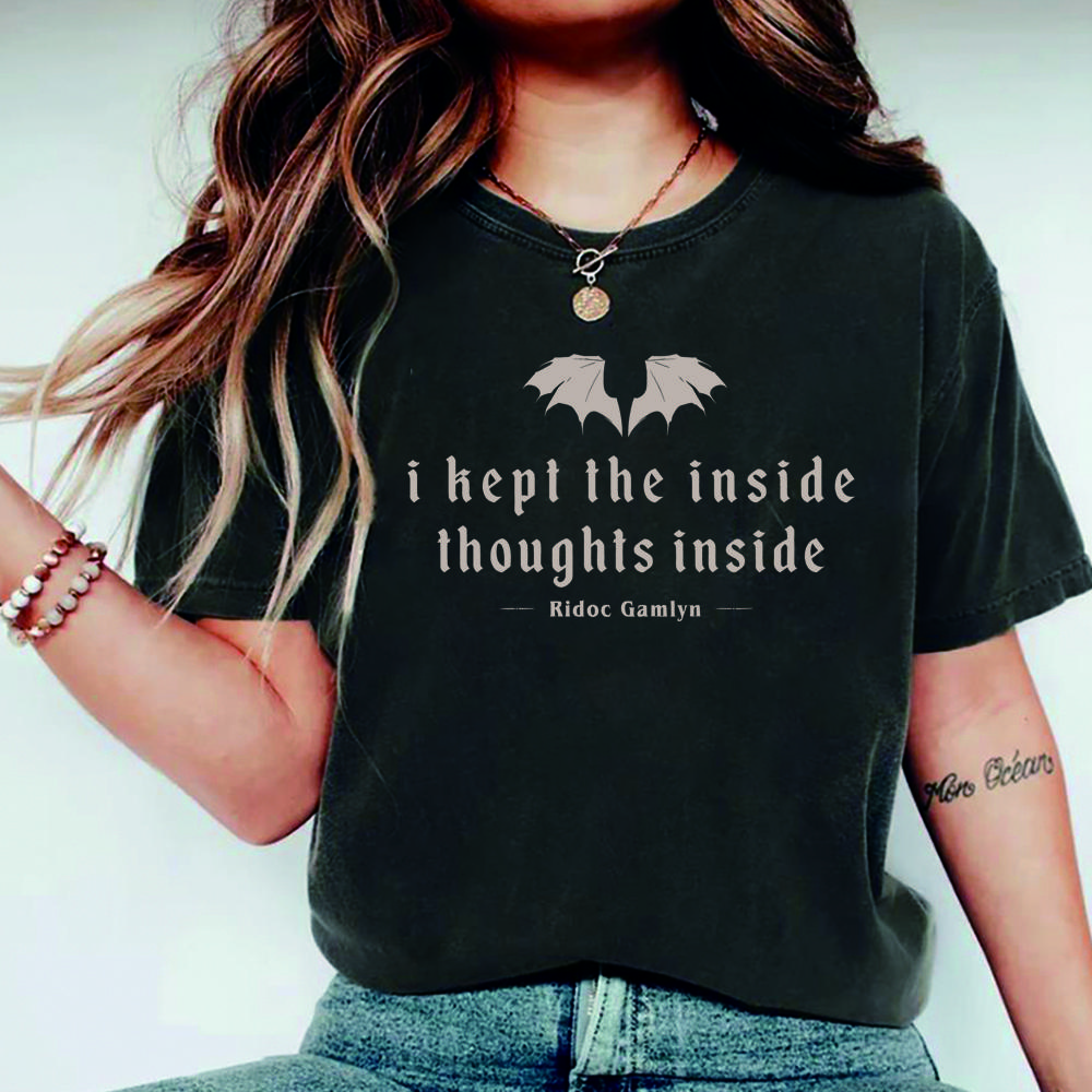 I Kept The Inside Thoughts Inside Tshirt Quest Squad Shirt Fourth Wing Tshirt Book Lover Tee Unisex Bookish Short Sleeves Tops
