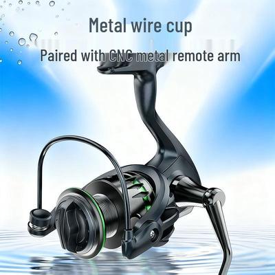 Carrete de Pesca Giratorio de Metal para Todo Uso con Capacidad de Lanzamiento Largo y para Señuelos Pequeños para Cañas de Mar