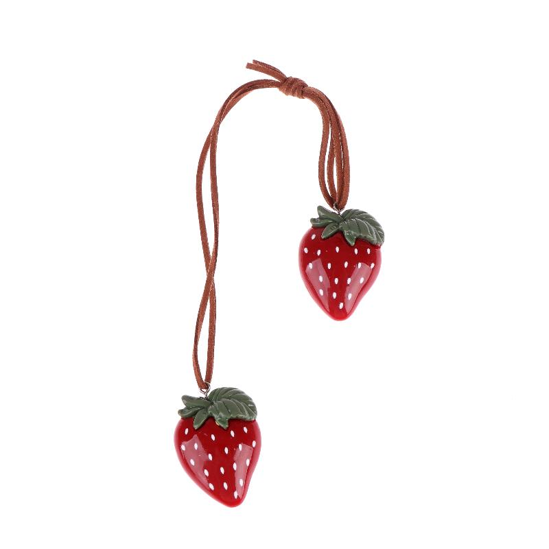 Cute Strawberry Bag Pendant Braided Strawberry Ornaments Creative Keychain Strawberry Car Hanging