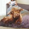 Scottish Highland Cow In Heather Blanket Flannel Sofa Throw Blanket Super Soft for Home Bedroom Office Throws Bedspread Quilt