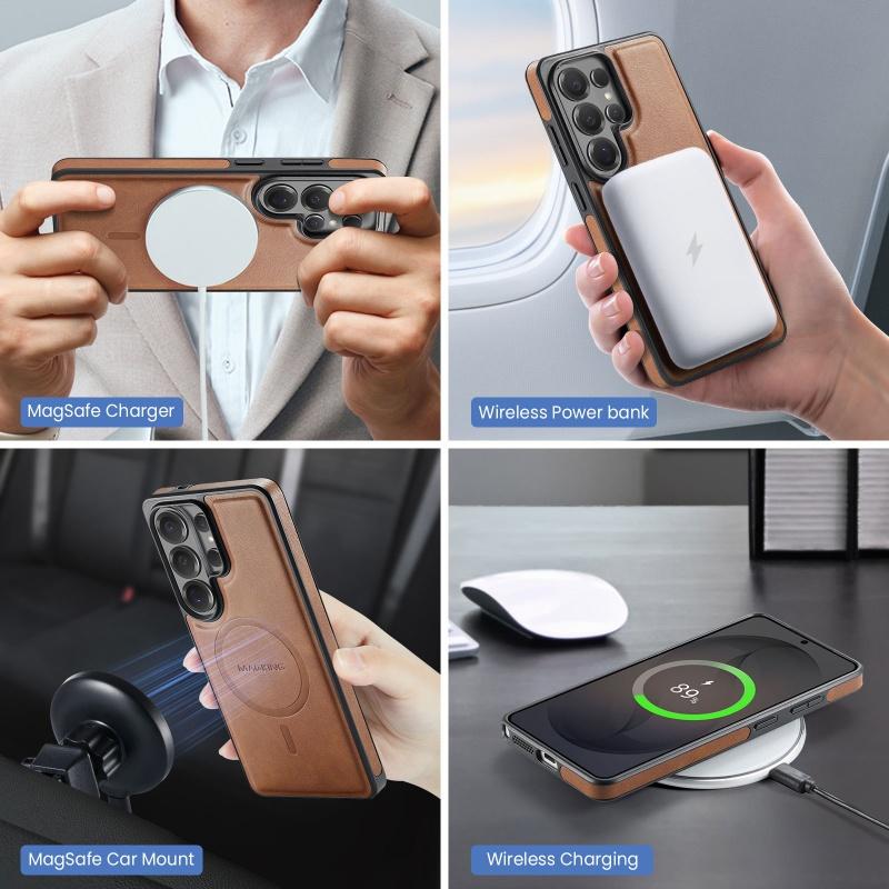 Ring Magnetic Leather Flip Wallet Card Holder Phone Case For Samsung Galaxy S26 S25 Edge S24 FE S23 Ultra ShockProof Purse Cover