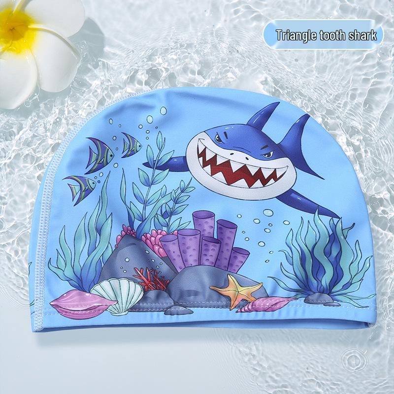 Waterproof Cartoon Swim Cap with Ear Protection for Adults - Unisex, Comfortable Fit