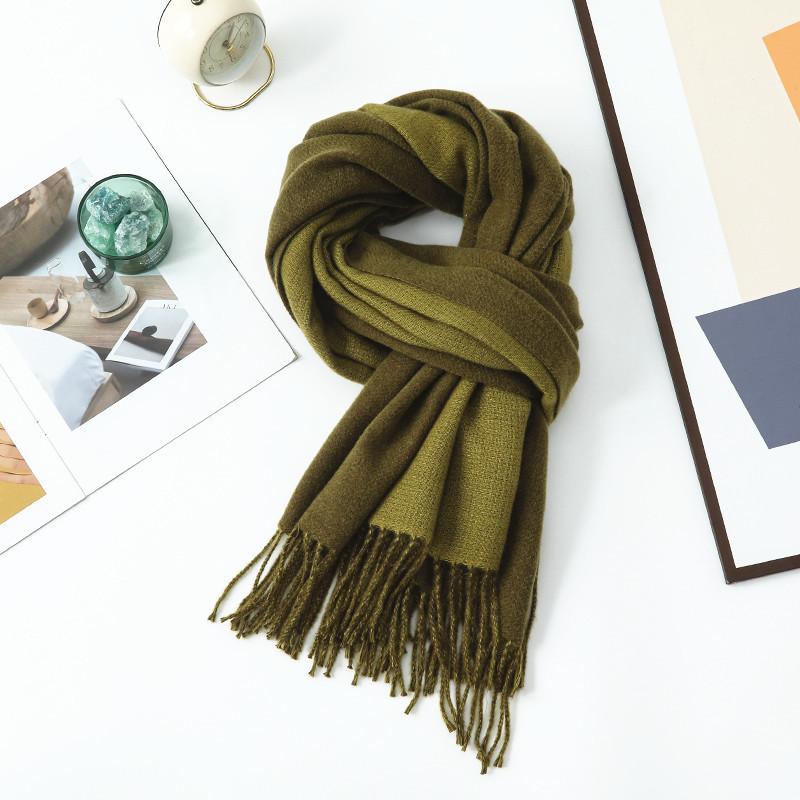 Double-sided Two-color Scarf for Women Autumn and Winter High End New Wool Scarf Shawl Imitation Cashmere Scarf