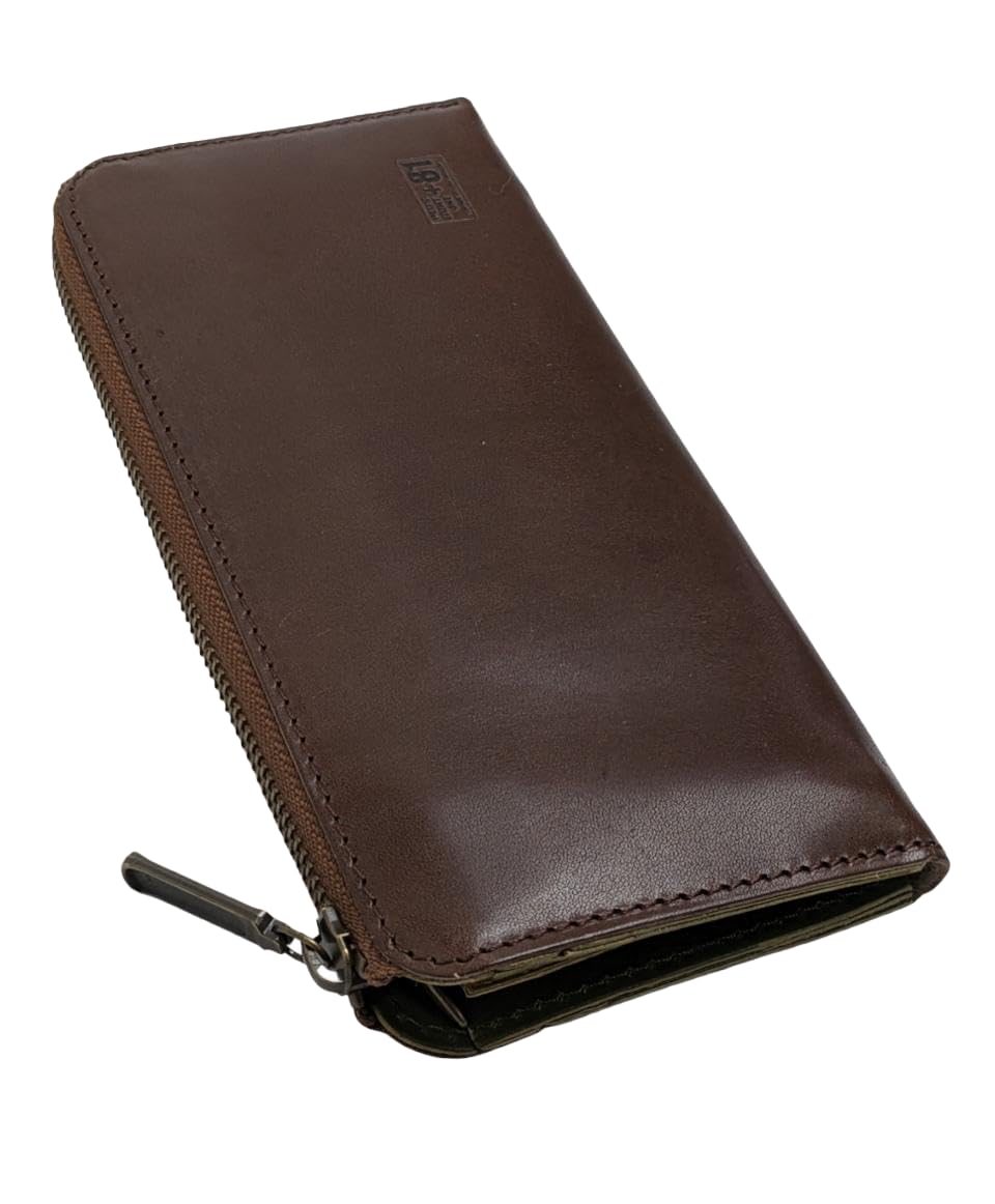 

PLUS EIGHT ONE +81 Мужской длинный кошелек, Натуральная кожа, Тонкий, Вместительный, Сделано в Японии из кожи Точиги, Тонкий, Кожа премиум-класса, L-образный