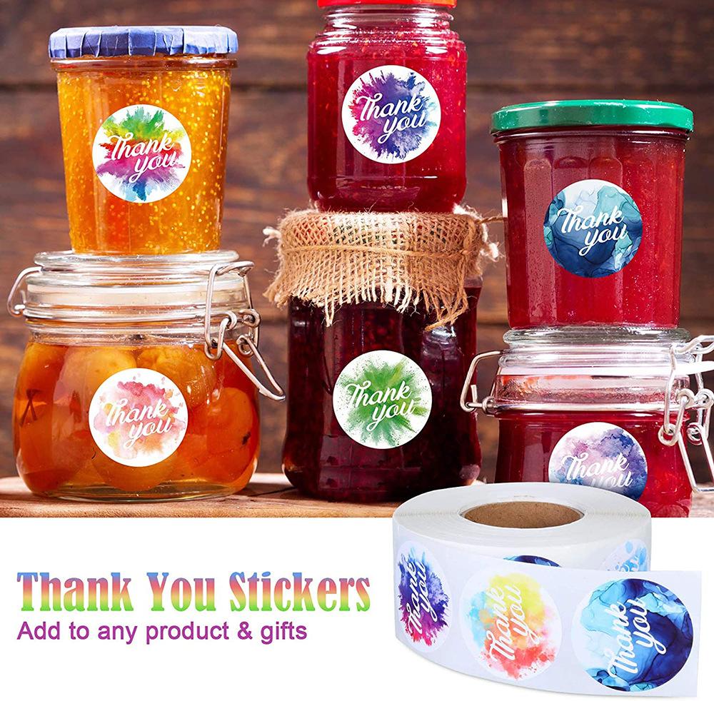 100-500pcs Water color Designs Thank You Stickers Seal Labels for Small Business Floral Designers Artist decorate Party Sticker