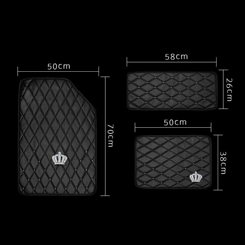 Crown Rivet Universal Car Leather Foot Mats Protector Anti Slip Foot Pad Auto Floor Mats Fit for All Car Model Accessories