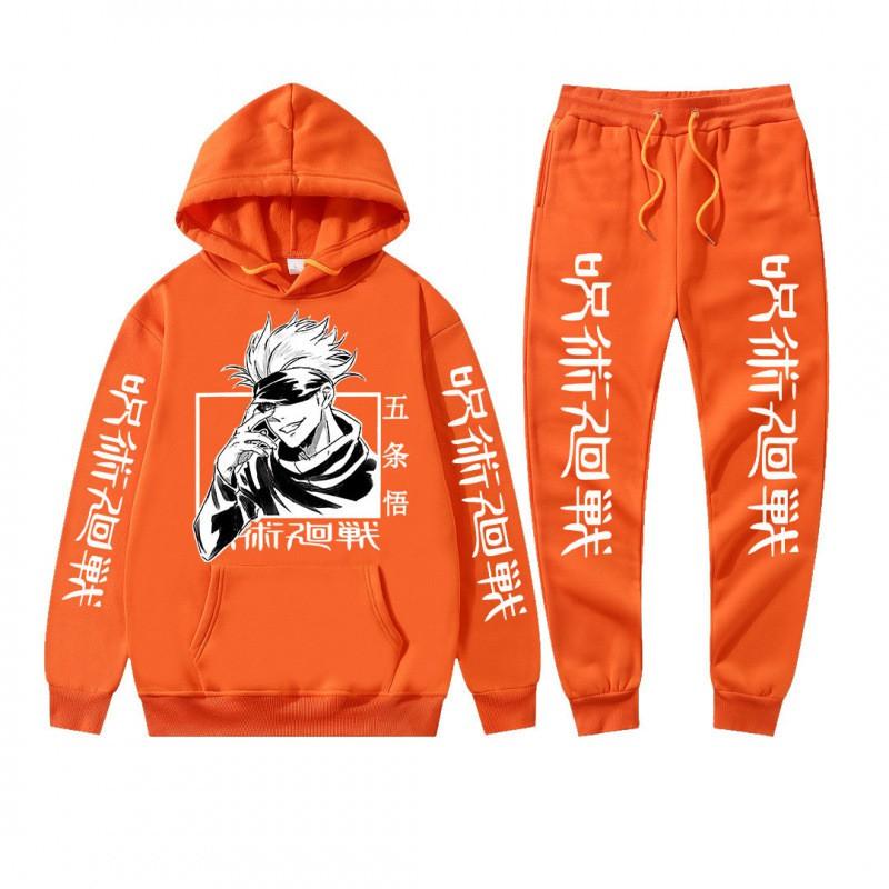 Completo felpa con cappuccio invernale da uomo con stampa Gojo Satoru di Jujutsu Kaisen Tuta casual spessa streetwear