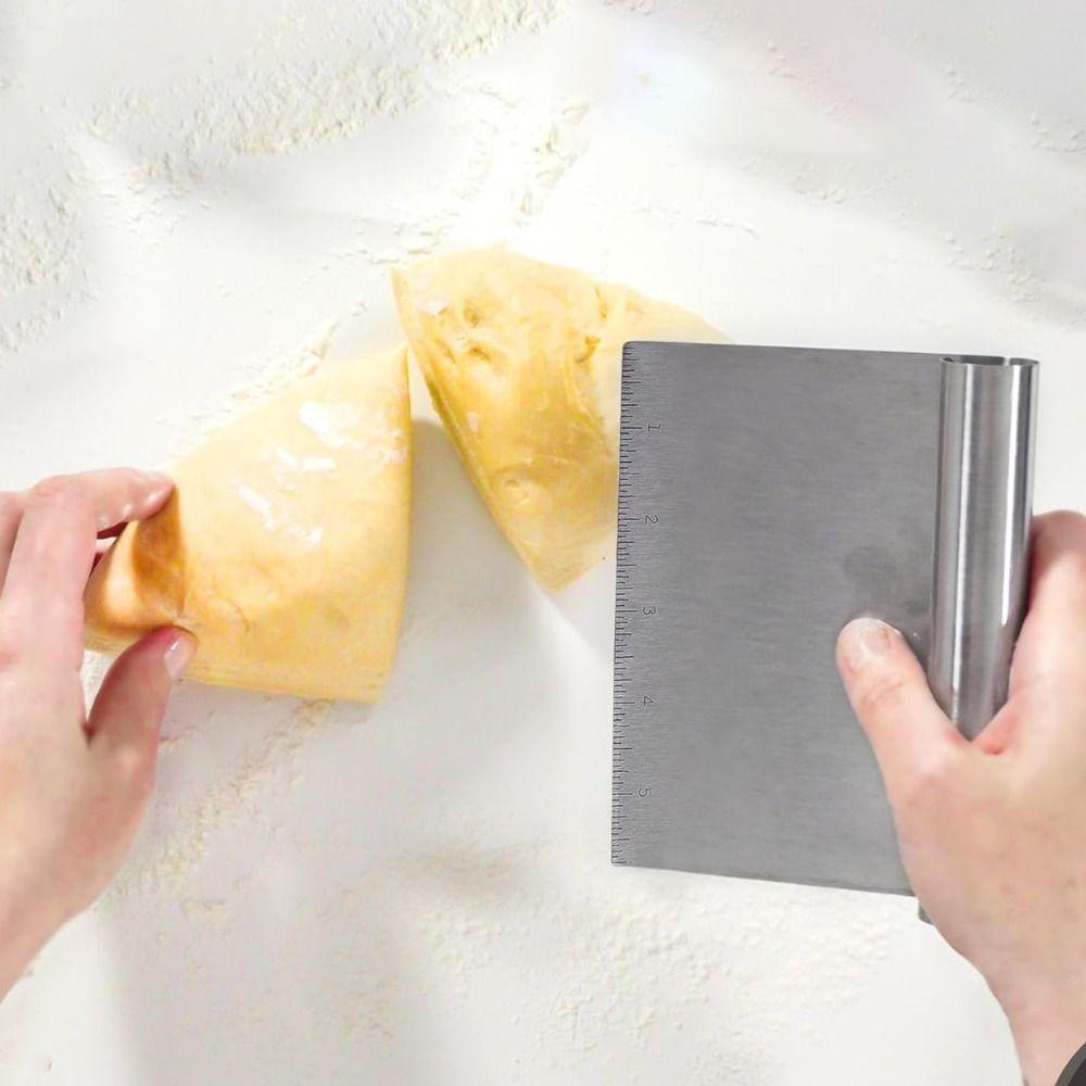 Stainless Steel Dough Cutter Curled Edge Pastry Spatula Multifunctional Pizza Scraper Bread